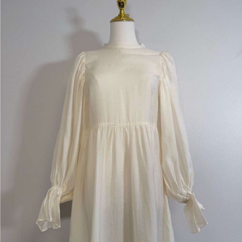 SNIDEL Dress Ivory Bell Sleeve Romantic Victorian Peasant Dress Women’s Sz OS - Picture 6 of 11